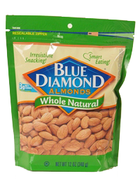 almonds and nuts in stand up bags