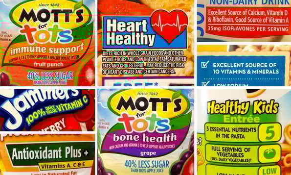 Nutrition labels on food packaging