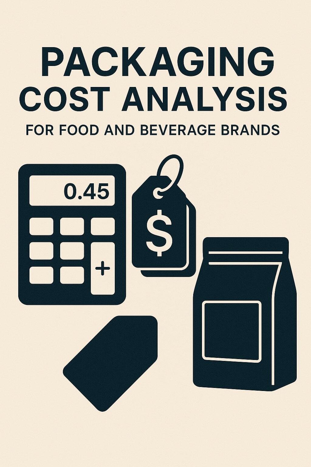 Illustration of a calculator, price tags, and stand-up pouch icons introducing packaging cost analysis.
