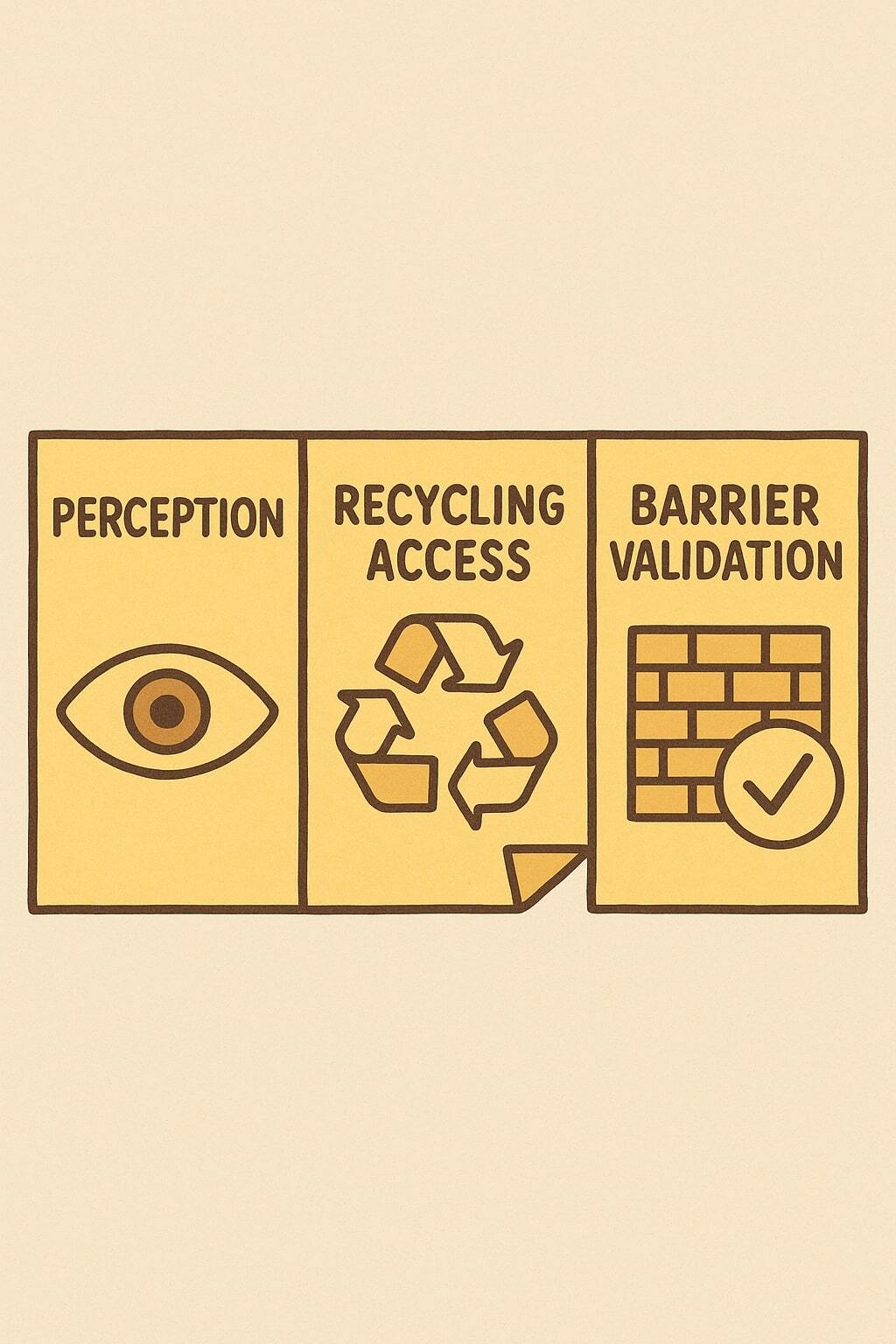 Notes panel summarizing perception, recycling, and barrier validation considerations.