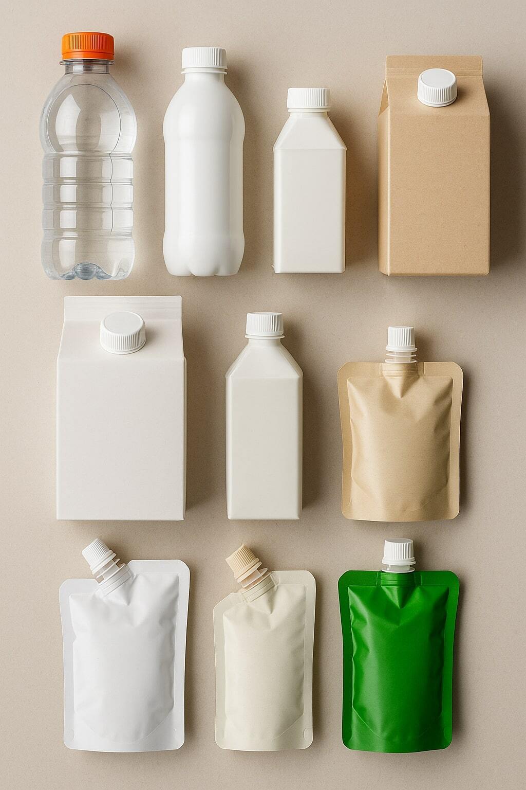 Overview collage showing bottles, cartons, and modern spouted pouches to illustrate the market shift.