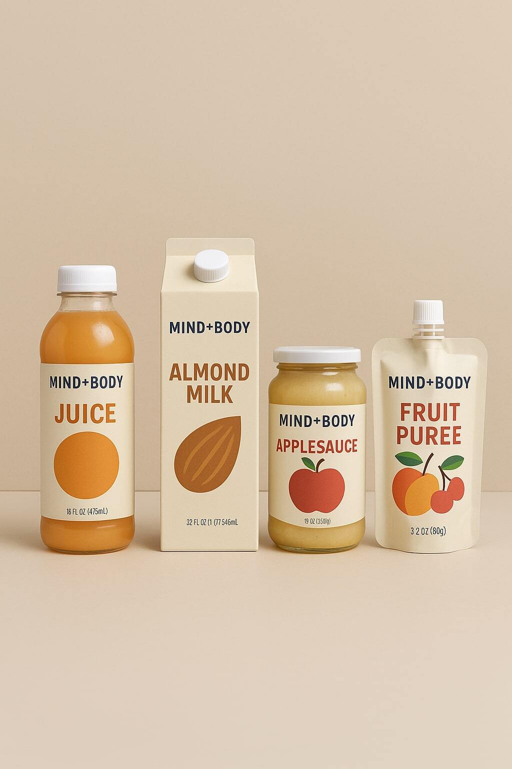 Side-by-side lineup of bottle, carton, jar, and spouted pouch.